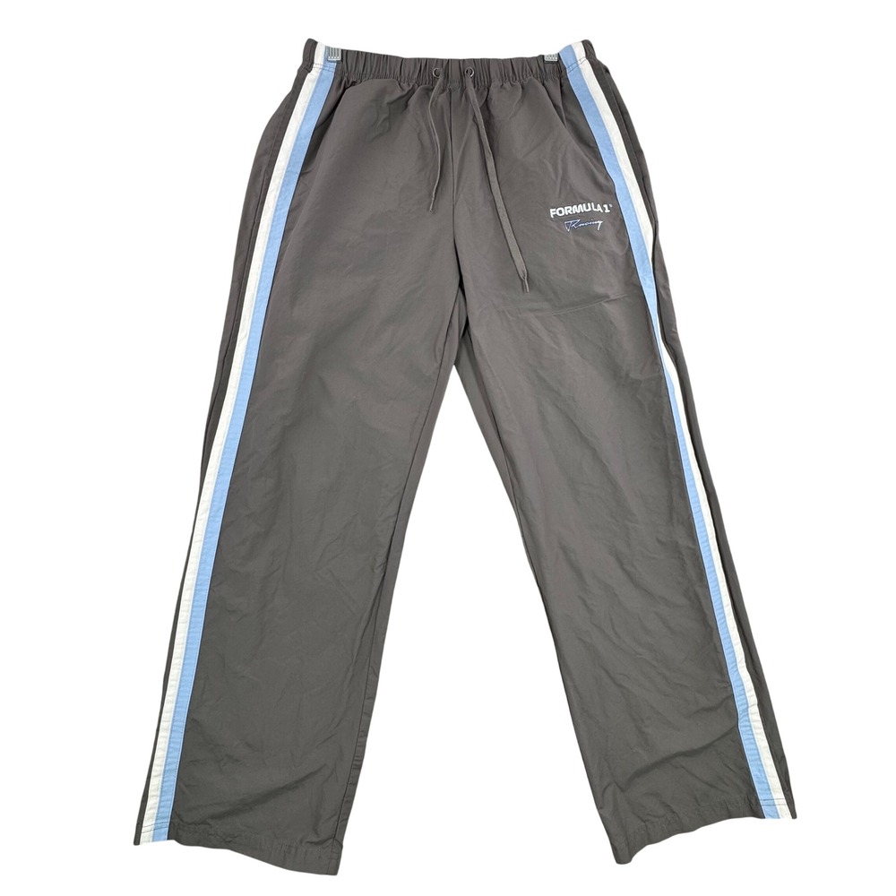 PacSun x‎ Formula 1 Racing Grey Track Pants Mens Small F1 Side Stripe Swishy